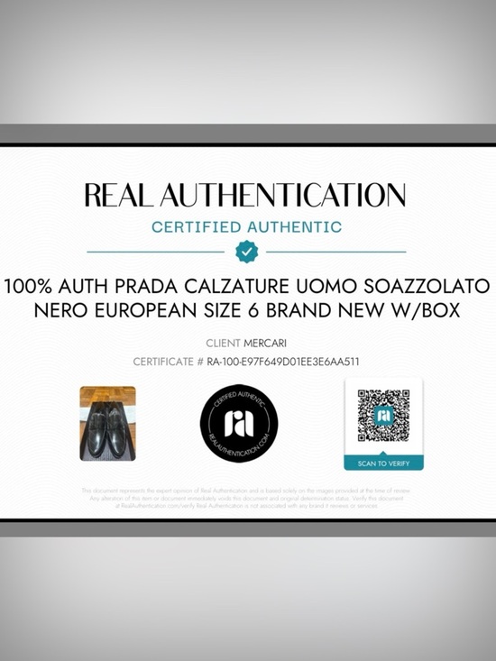 ? AUTH PRADA CALZATURE UOMO SOAZZOLATO NERO EUROPEAN SIZE 6 BRAND NEW W/BOX main image 4